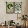 thumbnail image 5 of Custom Kitchen Towel, Green Wreath Personalized Dish Towels Tea Towel | Family Name Hand Towel | Kitchen Decor | Housewarming Gift Monogram Dishcloth Wedding Gift (Floral 12), 5 of 6