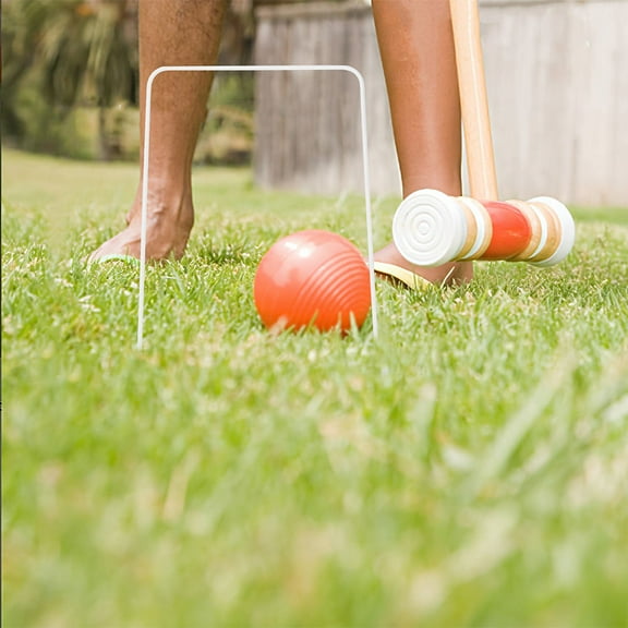 KALLORY 5Pcs Croquet Accessories Kit Heavy Duty Croquet Set Iron White Arch Shape