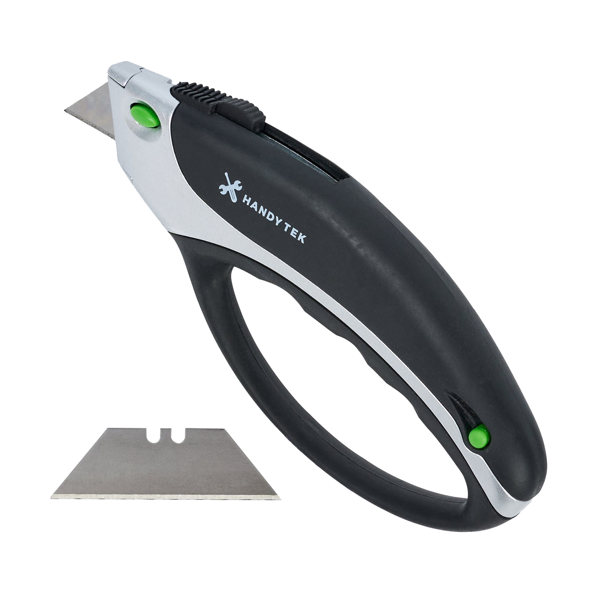 Restaurantware-Handy Tek Quick Change Blade Razor Knives, 6 Retractable Carpet Cutters - Includes 24 Sharp Blades, 19mm Wide, Black Zinc Utility Knives, With 4-Position Locking, Soft Grip