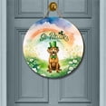 thumbnail image 2 of Happy St. Patrick’s Day Rhodesian Ridgeback with Green Hat Shamrocks Rainbow Round Wood Sign Ridgebacks Dog Lover Gifts Hanging Wall Home Decor - 03007, 2 of 5