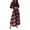 Wine Red, variant on Lady Commuting Dress - Turn-down Collar A-line Striped Print Big Swing Long Sleeves Lace-up Tie Waist Formal Business