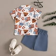thumbnail image 4 of Baby Outfits Boy Independence Day Gentleman Children Set Summer Short Sleeve Shirts and Overall Shorts Two Piece Baby Outfits Blue 1 Years-2 Years, 4 of 7
