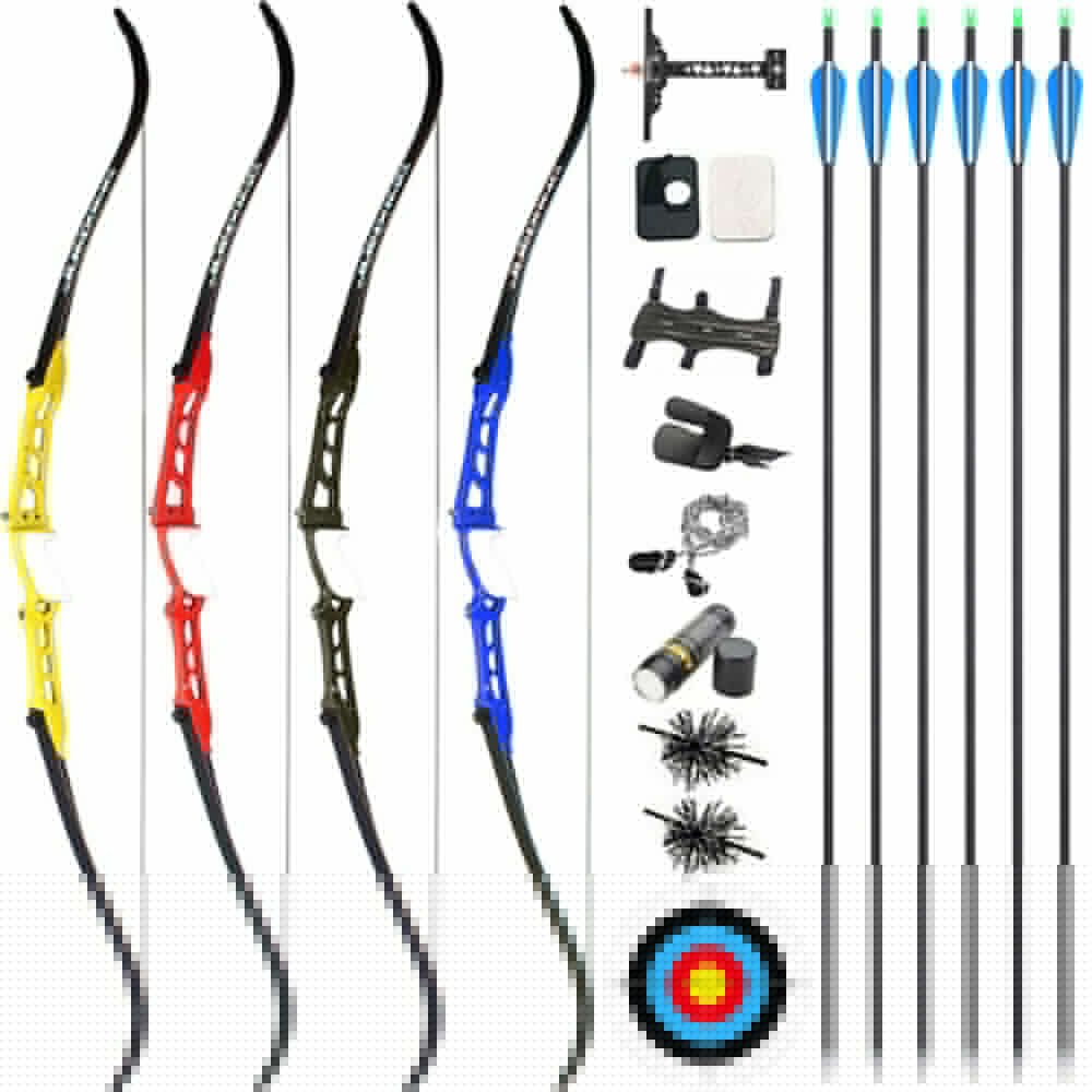 68 inch Recurve Bow Takedown 18-40lb Aluminum Riser Archery Target Hunting Shooting F158（red）