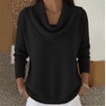 thumbnail image 4 of Lenpel Sweaters for Women Fall Winter Stylish Cowl Neck Pullover Tops Casual Loose Long Sleeve Solid Color Knitted Shirts(Black,3X-Large), 4 of 4