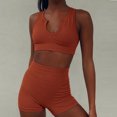 thumbnail image 2 of Moda para mujer, cuello en U, yoga, deportes, camiseta sin mangas, pantalones cortos, traje informal de dos piezas Pompotops qwe24749, 2 of 6