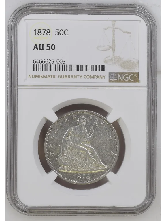 1878 Half Dollars Liberty Seated NGC AU-50