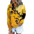 thumbnail image 2 of Femmes Halloween Sweat-Shirts Citrouille Impression Col Rond Pull à Manches Longues Oversize Pull-Overs Jaune XXL, 2 of 6