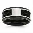 thumbnail image 5 of White Stainless Steel Ring Band Wedding Rubber Black IP with Inlay, 5 of 8