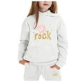 thumbnail image 3 of Girls Outfit Sets Girls' Clothing Sets Children's Middle And Large Children's Long Sleeved Letter Print Hooded Top Sweater Pants Set, 3 of 3