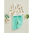 thumbnail image 3 of vera natura Baby Pants Set, Long Sleeve Crew Neck Carrot Print Sweatshirt with Sweatpants 2-piece Outfit, 3 of 9
