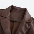 thumbnail image 4 of Defitshape Women's Faux Leather Jacket Vintage Spring Fitted Long Sleeve Business Pocket Classic Blazer Coffee Large, 4 of 4
