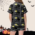 thumbnail image 4 of RUTAYY Girls Pajama Set Short Sleeve Top and Shorts Halloween Bat Moon Graphic Comfortable Nightwear Grey, 4 of 5