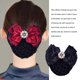 thumbnail image 3 of Guardurnaity Cubierta para moño de pelo para mujer, redecilla con diamantes de imitación, pasador con lazo, lazo, encaje, tocado de fiesta de flores para Accesorio para el cabello Negro Guardurnaity AP016768-04, 3 of 6