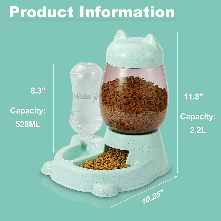 UniqueFit Pets Cats Dogs Automatic Waterer and Food Feeder 3.8 L with 1 Water Dispenser and 1 Pet Automatic Feeder (A-gray)
