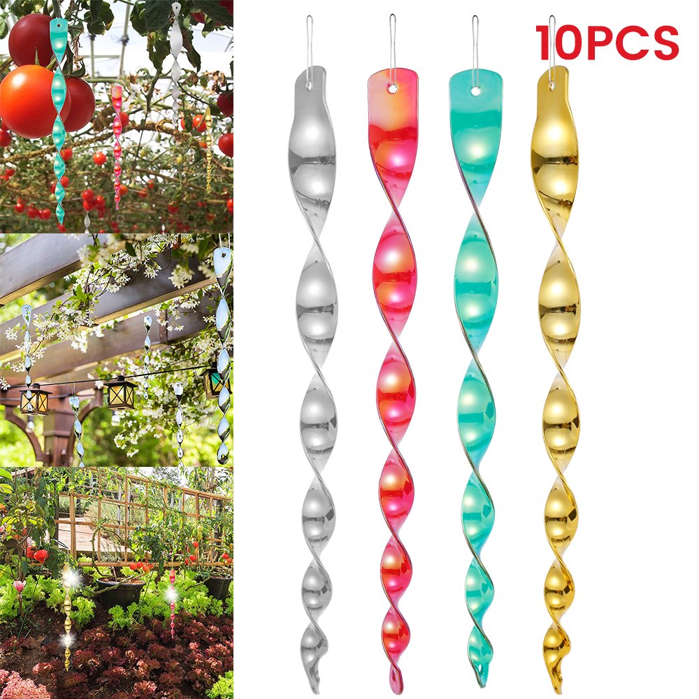 Willstar 10Pcs 12inch Spiral Bird Repellent Reflective Scare Rod Ribbon