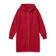 thumbnail image 6 of COMVALUE Womens Long Zip Up Hoodie Jacket Open Front Hoodie Sweatshirt with Pockets Fleece Lightweight Sweaters Oversized Zipper Hooded Cardigan Winter Fall Coats Tunic Sweatshirts (Red, S), 6 of 9