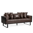 thumbnail image 2 of Noble House Gould Indoor Faux Leather Upholstered Oversized Loveseat, Dark Brown and Black, 2 of 8