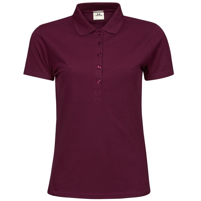 Tee Jays- Polo de manga corta Luxury elástico para mujer (Vino)