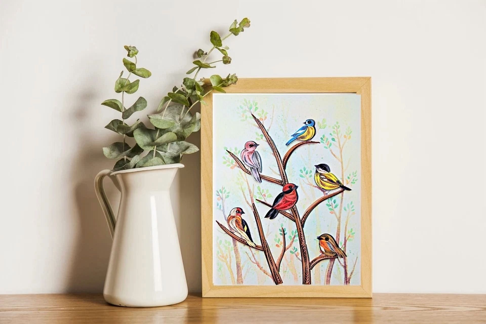 Birds Quilling Greeting Card - Unique Dedicated Handmade Art