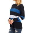 thumbnail image 5 of HUBERY Women Colorblock Stripe Crew Neck Long Sleeve Sweater, 5 of 8