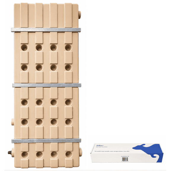 Oziflow Super-Slim Rain Harvesting Tanks 60 gal Beige Expandable Modular Storage Plastic Rain Barrels, UV Resistant, Lifetime Warranty,  Made in USA