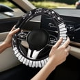 thumbnail image 3 of Uorisanigo Music Note Fluffy Steering Wheel Cover for Winter Elegant Car Steering Wheel Protector for Women Easy to Install Car Wheel Cover with Elastic Edge Soft Car Accessories Gift for Mom, 3 of 8