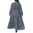 thumbnail image 3 of Plus Size Women's Polka Dots Long Maxi Dress Lantern Sleeve Ruffle Hem Flowy Boho Dresses 4X Navy Blue, 3 of 6