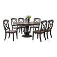thumbnail image 2 of 7-piece Round- Oval Solid Wood Extendable Bella Dining Set in Antique Grey, 2 of 9