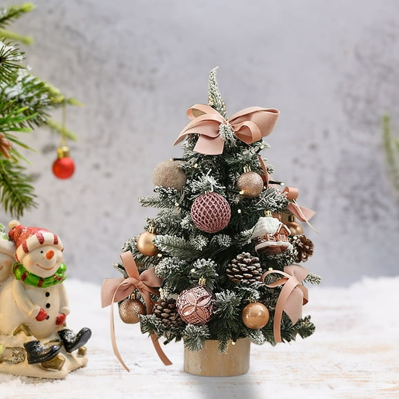 Tabletop Christmas Tree,18 Inch Mini Artificial Christmas Tree with LED String Lights,Star Tree,Tabletop Small Xmas Tree for Holiday Indoor DIY Christmas Decor(A)