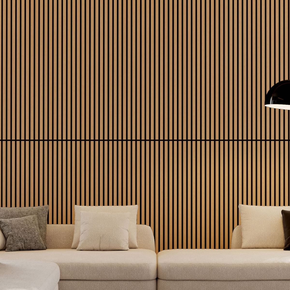 2PC 3D Fluted Wood Slat Acoustic Panels 45.27''X23.62'' White Oak Sound Absorbing Panels for Wall & Ceiling Three Sides Fully Wrapped
