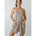 thumbnail image 6 of Womens Summer Casual Sleeveless Rompers Loose Spaghetti Strap Shorts Overalls Outfits Jumpsuits with Pockets Khaki XXL, 6 of 9
