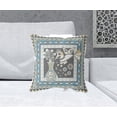 thumbnail image 2 of 18" x 18" Black and White Peacock Blown Seam Floral Indoor Outdoor Throw Pillow, 2 of 5