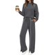 thumbnail image 5 of Conjuntos de Salón para Mujer, Conjuntos de 2 Piezas para Otoño, Pantalones Anchos, Conjuntos A Juego, Ropa de Mujer Gris Oscuro XXL, 5 of 8