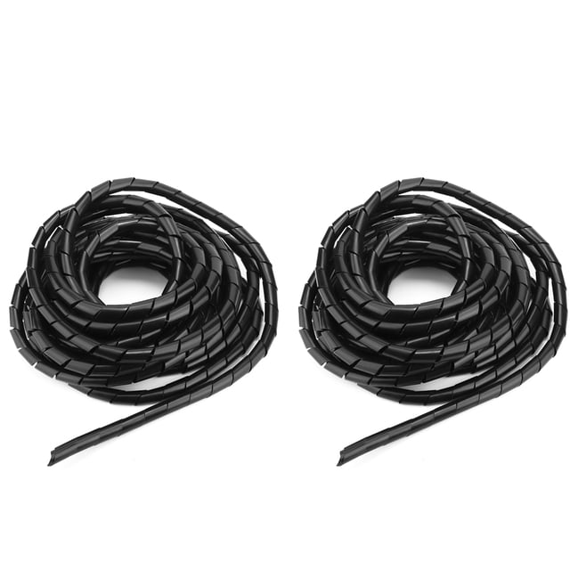 2 Package Wire Protector Spiral PP Wire Cable Protection Accessory Wire SleeveBlack 12mm