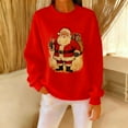 thumbnail image 5 of Atogsazn Womens Christmas Sweatshirt Retro Santa Claus Graphic Pullover Shirt Loose Fit Fall Tops Clothes 07-Red M Fashion, 5 of 6