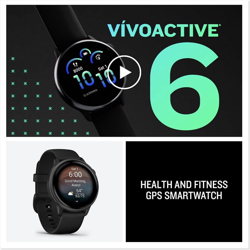 Garmin 010-02985-00 VIVOACTIVE 6 Health and Fitness GPS Smartwatch Black with Silicone Band Bundle with 2 YR CPS Enhanced Protection Pack
