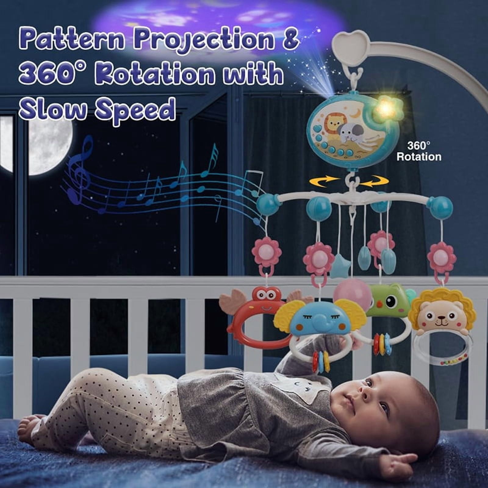 Musical Baby Crib Mobile with Lights Music Projection for Infants Remote Control Crib Toys for Newborn Baby Mobile for Crib Toys