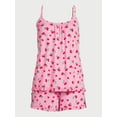 Joyspun Women’s Knit Camisole and Shorts Pajama Set with Pockets, 2