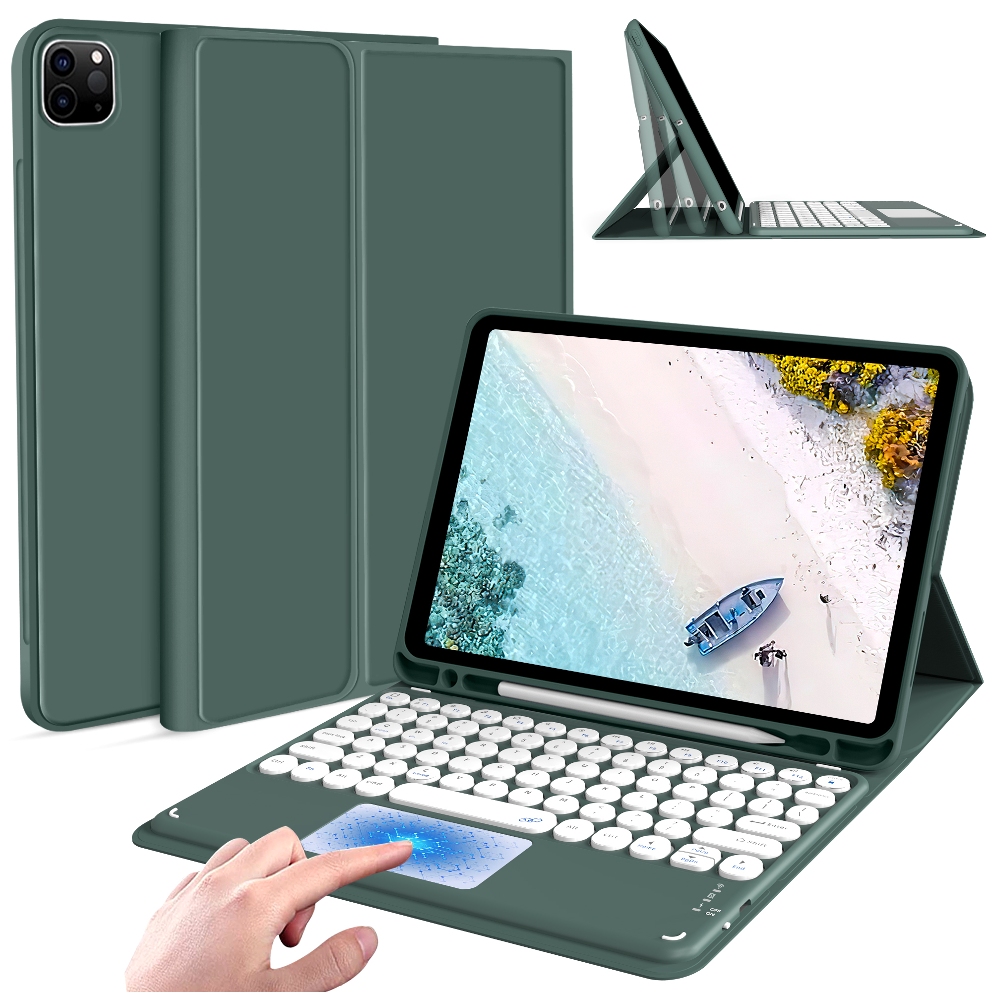 KenKe iPad Pro 11 Inch Keyboard Case with Touchpad Round Clavier