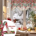 thumbnail image 5 of Poinsettia Berry Tie Up Valances Curtain, Red Floral Winter Plants Vintage Adjustable Rod Pocket Short Window Treatment Tie Up Curtains Valances for Kitchen Living Room Bathroom 42x12 Inches, 5 of 9