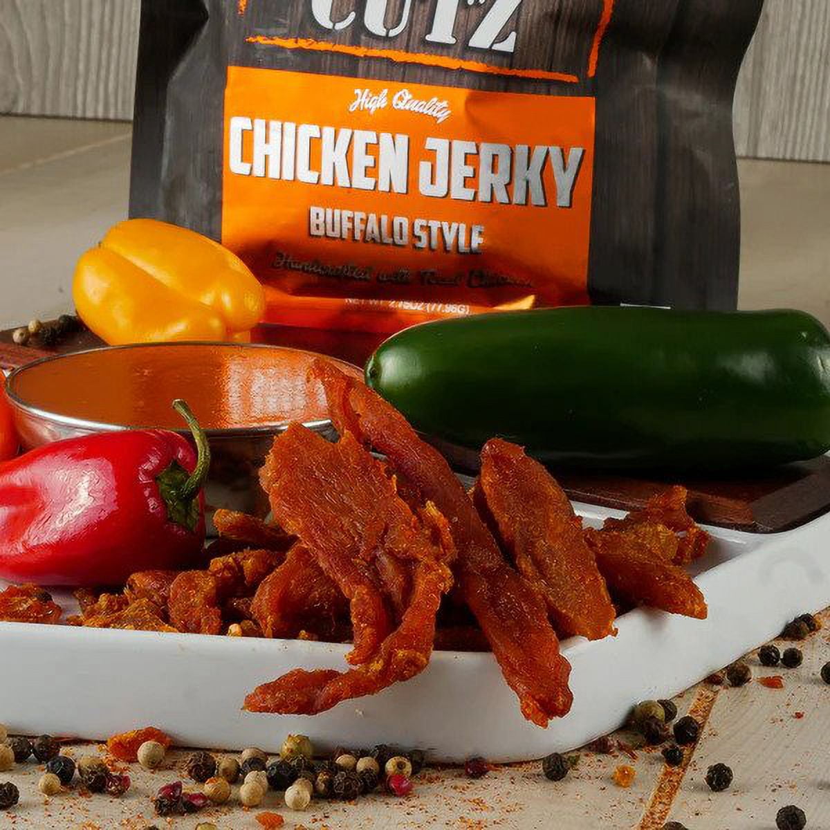 Wicked Cutz Premium Tender Spicy Jerky, Quality Natural Smoked Variety, Beef, Chicken, Bacon, 4-Pack