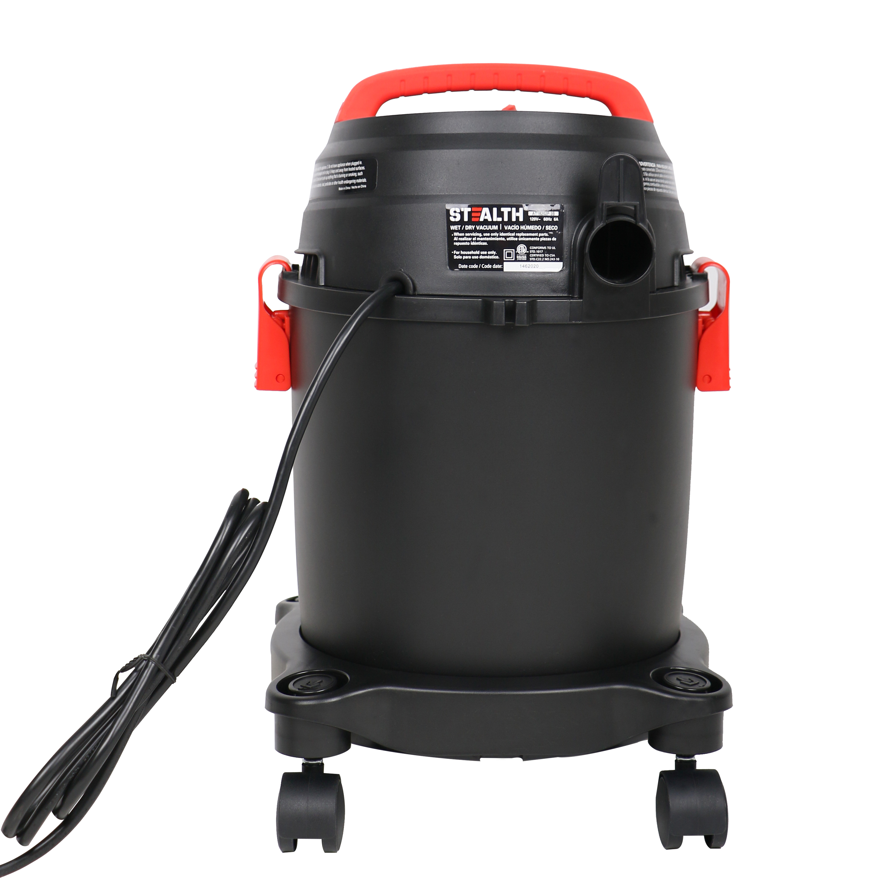STEALTH 3 Gallon 3 Peak Horsepower Wet Dry Vacuum (AT18202P-3B) with Swiveling Casters - image 5 of 5