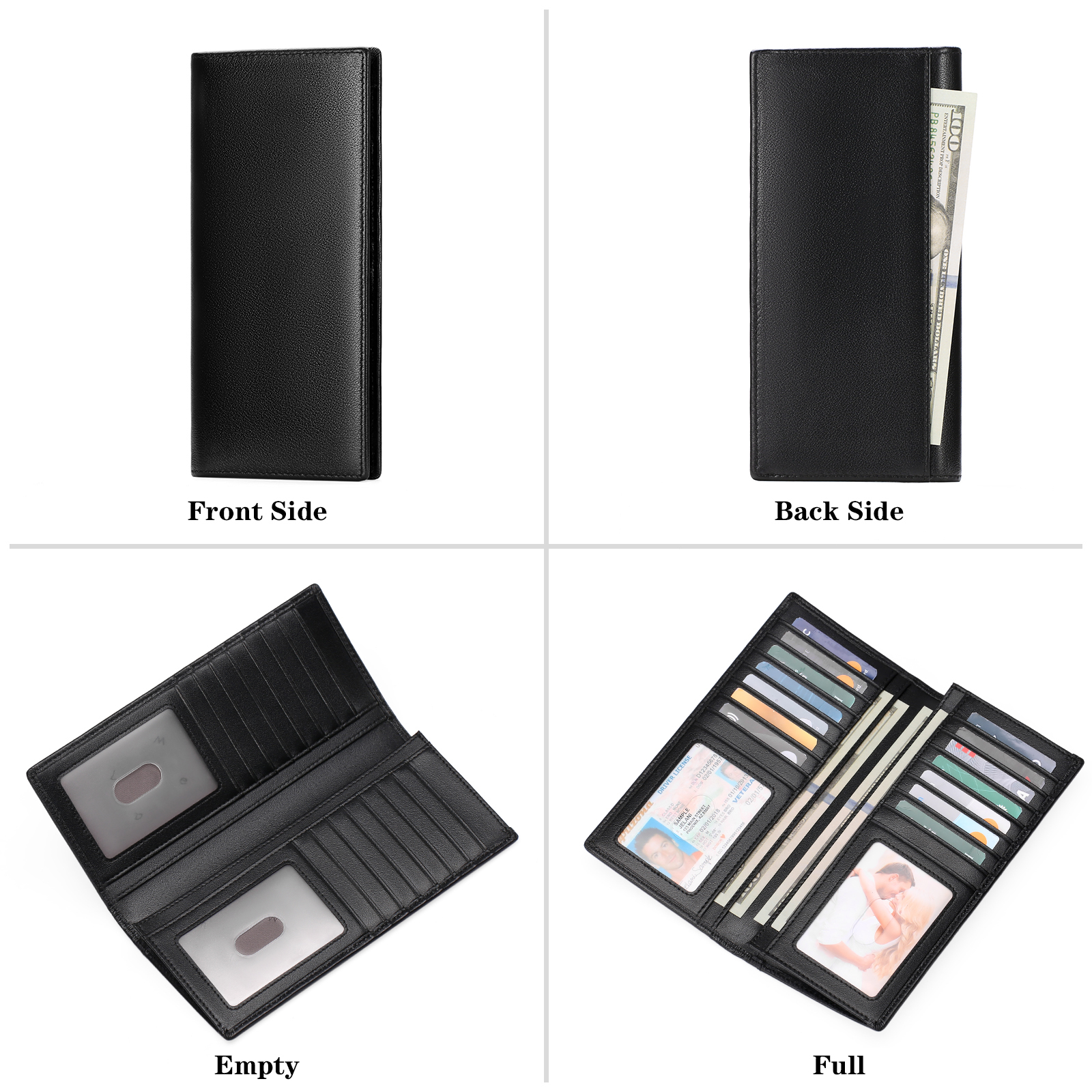 Falan Mule Genuine Leather Bifold Wallet, Black photo 3