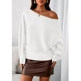 thumbnail image 3 of PRETTYGARDEN Women Off The Shoulder Sweater Fall Trendy Long Batwing Sleeve Knit Pullover Going Out Tops Winter Clothing, 3 of 10