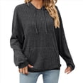 thumbnail image 2 of Sudadera con Capucha de Punto Acanalado para Mujer, Sudaderas Extragrandes con Bolsillo Tipo Canguro, Tops Casuales Holgados con Cordón Gris Oscuro XXL, 2 of 7