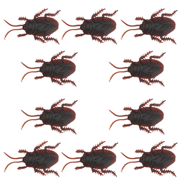 GLOGLOW Cucarachas de Plástico Juguetes, 10 Piezas Cucarachas Falsas Broma Prop Simulación Cucaracha en Juguete de Utilería(10 Piezas) Ara?a falsa para Spptty no