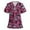 Purple, variant on Ozmmyan Womens Tops Scrubs for Women Short Sleeve V-neck Scrubs Tops Working Uniform Printed with Two Pockets Blouse Nursing Uniform Saving Clearance