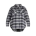 thumbnail image 3 of Terra & Sky Women's Plus Size Brushed Plaid Button Down Shacket, 0X-4X, 3 of 6