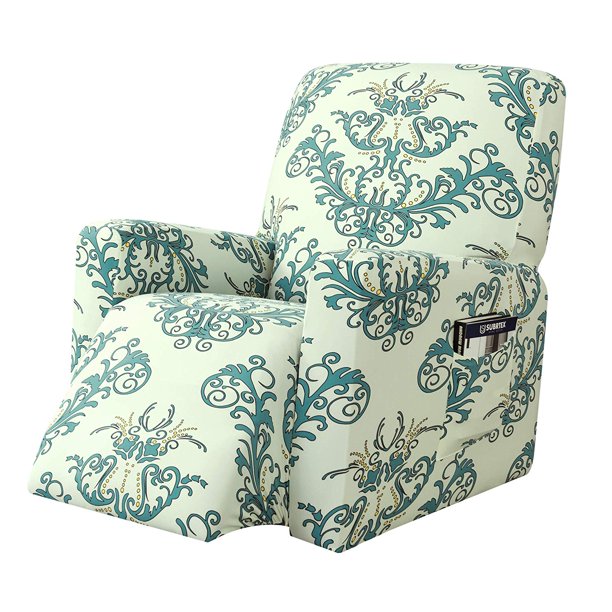 Subrtex Stretch 1Piece Vector Floral Recliner Slipcover, Green