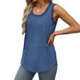 thumbnail image 6 of Lovskoo Plus Size Summer Tops for Women 2024 Tank Tops Round Neck Sleeveless Solid Color Casual Tee Tops Tank Blue, 6 of 9